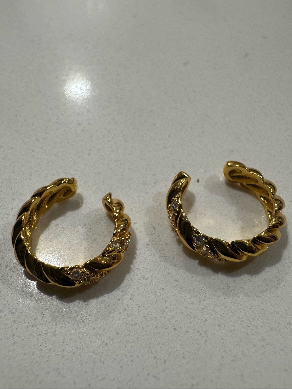 Gold-Tone Twisted cuff Earrings with Crystal Accents - Women Jewelry